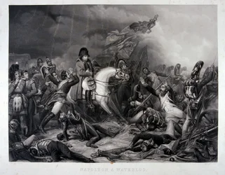 Napoleon bei Waterloo, gestochen von Jean Pierre Marie Jazet (1788-1871), um 1870